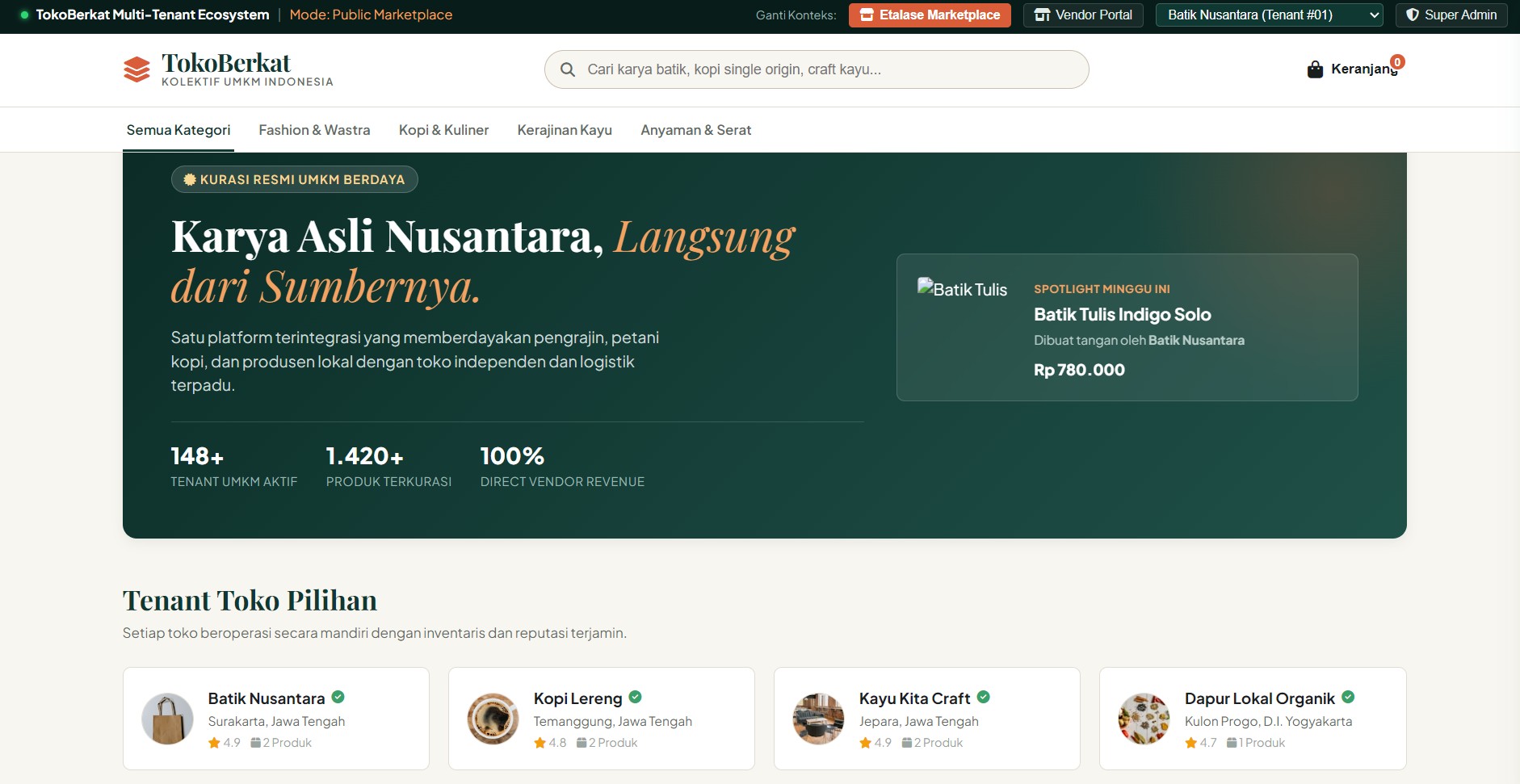 Website TokoBerkat Marketplace